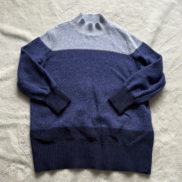 Penningtons Knit Colorblock Sweater | Cozy Blue Pullover | Top Organic Cotton 1X - Picture 1 of 7